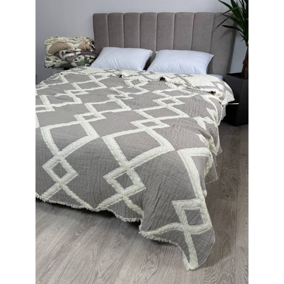 Муслиновое покрывало двустороннее 200x230 Паула Кофе