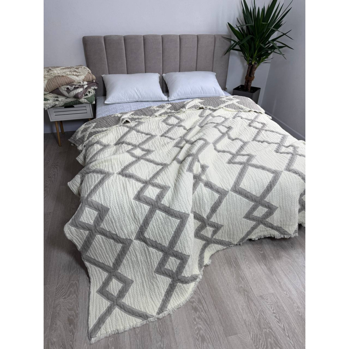 Муслиновое покрывало двустороннее 200x230 Паула Кофе