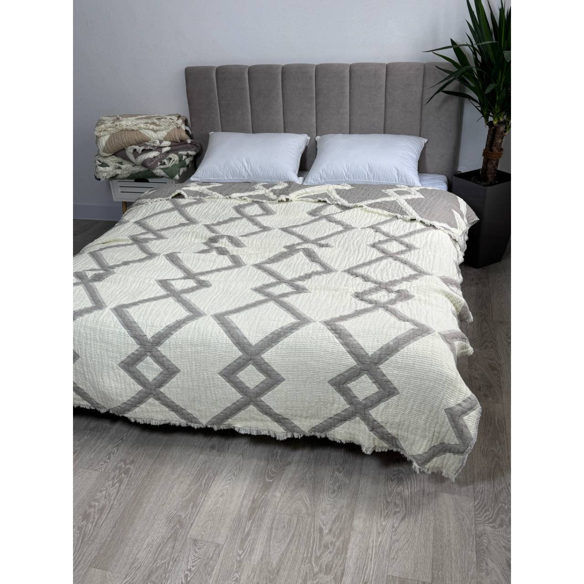 Муслиновое покрывало двустороннее 200x230 Паула Кофе