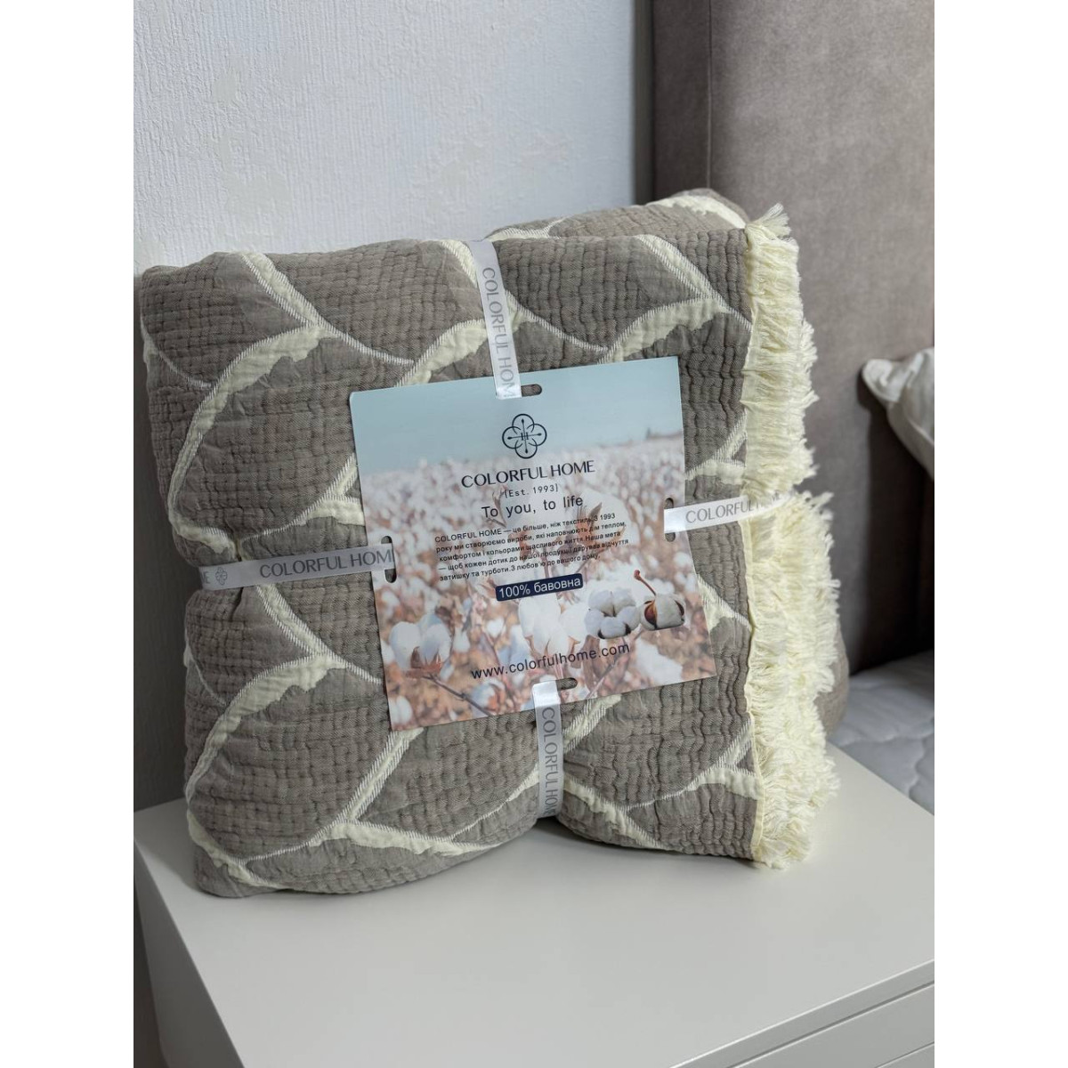 Евро покрывало муслин двустороннее 220x240 Аларик Кофейный