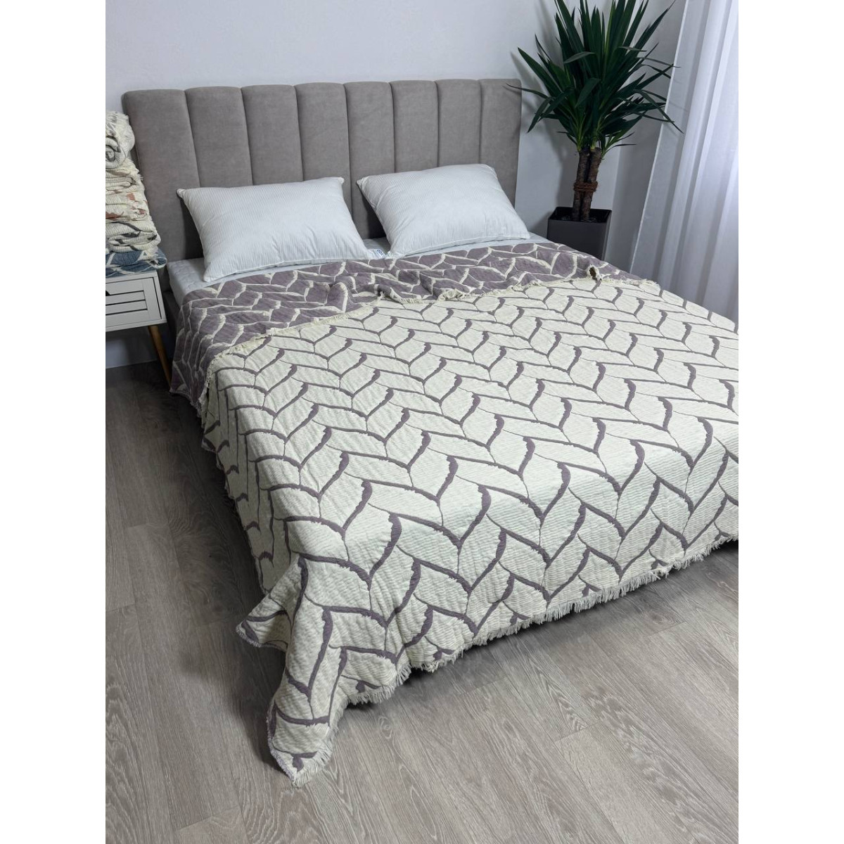 Муслиновое покрывало евро двустороннее 220x240 Аларик Сливовый