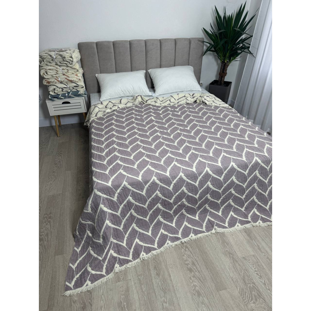 Муслиновое покрывало евро двустороннее 220x240 Аларик Сливовый