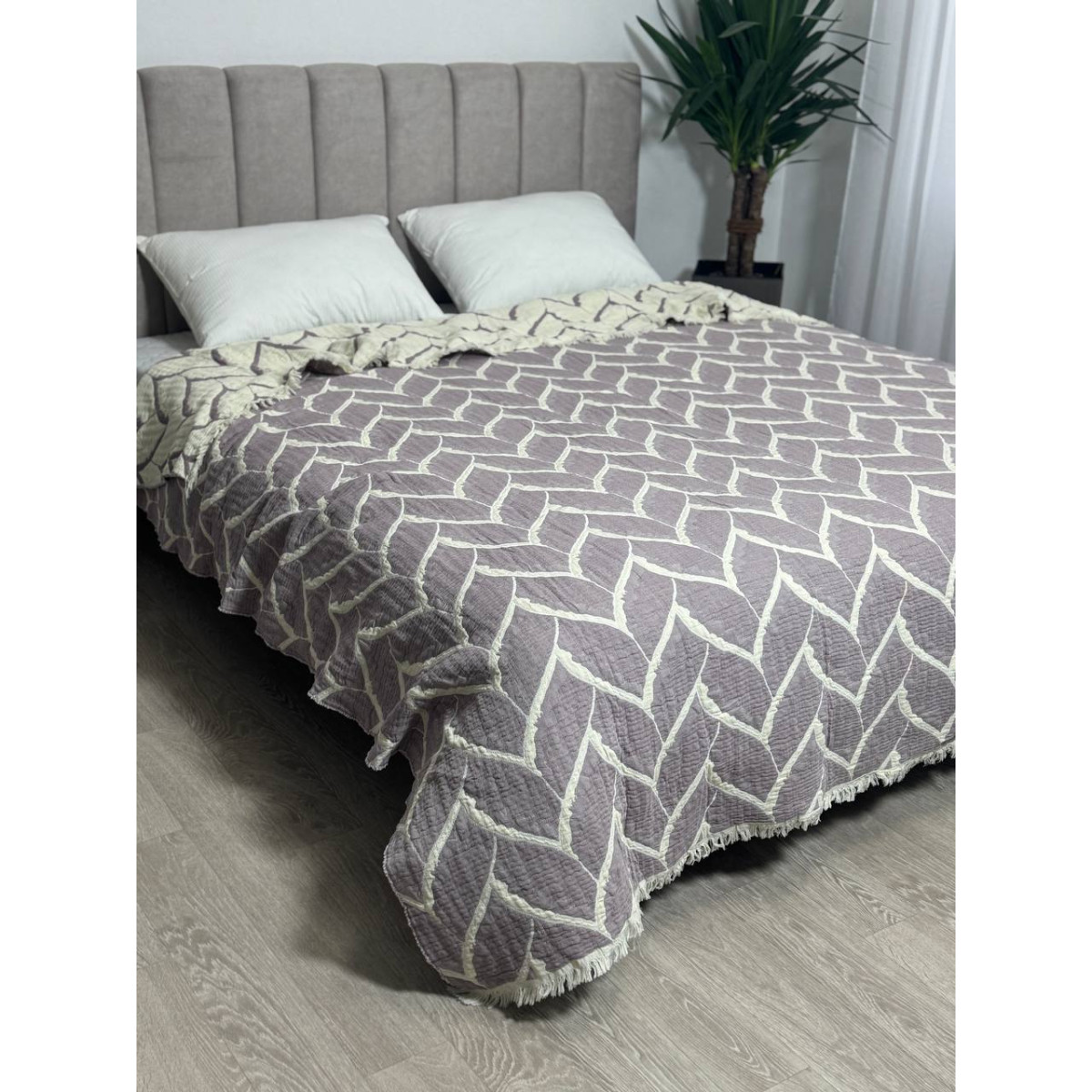 Муслиновое покрывало евро двустороннее 220x240 Аларик Сливовый