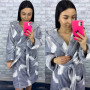 Серый халат теплый женский домашний с капюшоном Перышки короткий/длинный в Leron - фото 6