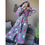 Теплый халат зимний женский Яркие Сердечки с капюшоном велсофт в Leron - фото 8