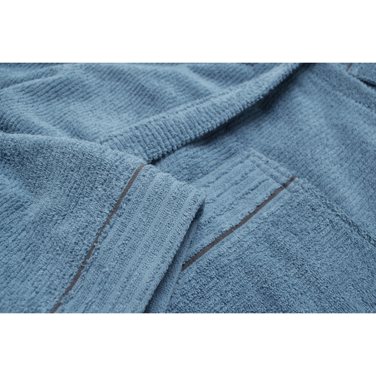 Чоловічий махровий халат банний синій Nella Denim 100% бавовна