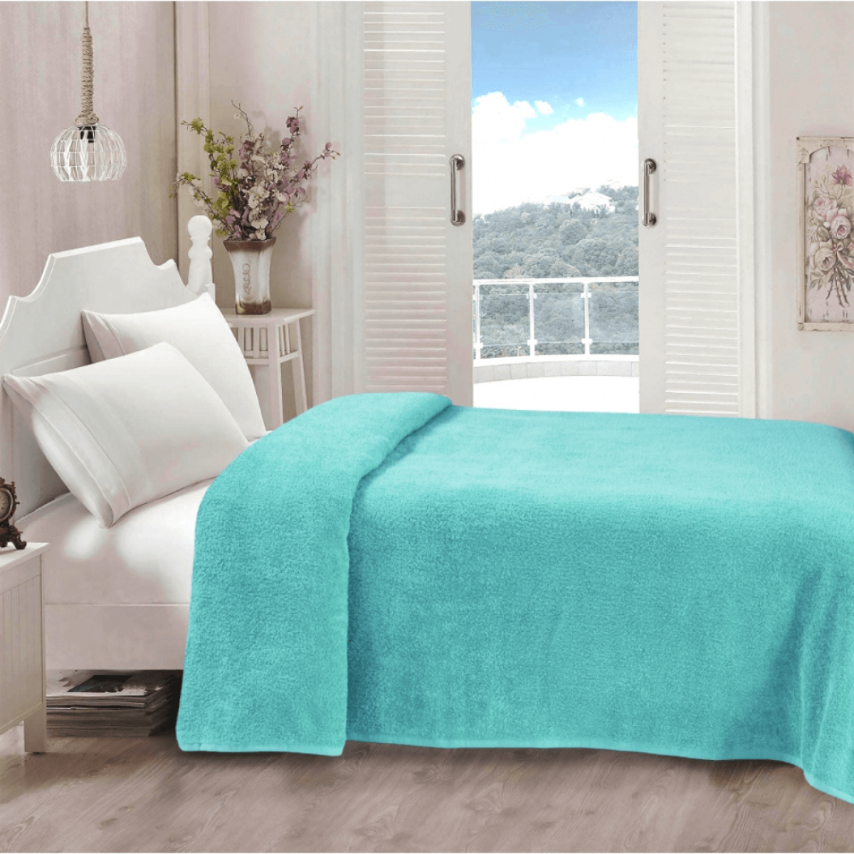 Махрове покривало бавовна Iris Home Aruba blue блакитне