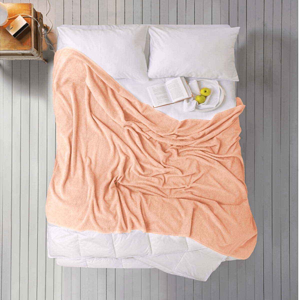 Махровое покрывало на кровать Iris Home Peach персик в Leron - фото