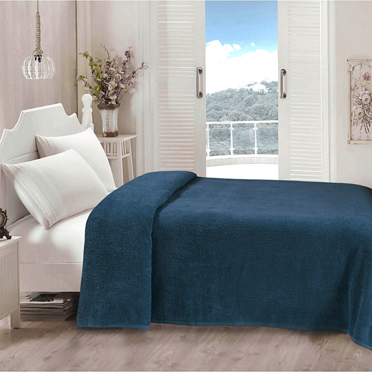 Махровая простынь Iris Home Mojalica blue синяя