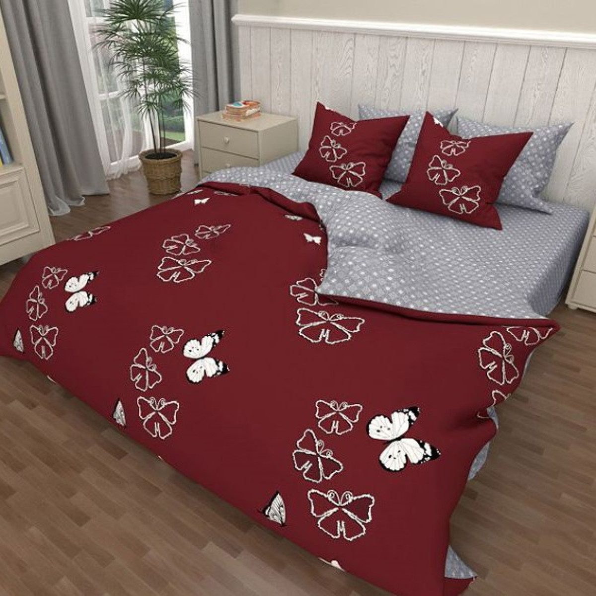 Постельное белье из бязи Красные Бабочки в Leron - фото