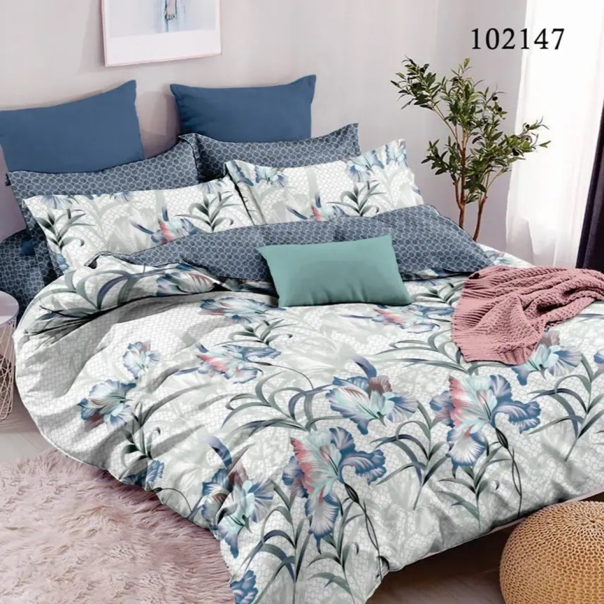 Постільна білизна з бязі Іриси Blue в Leron - фото