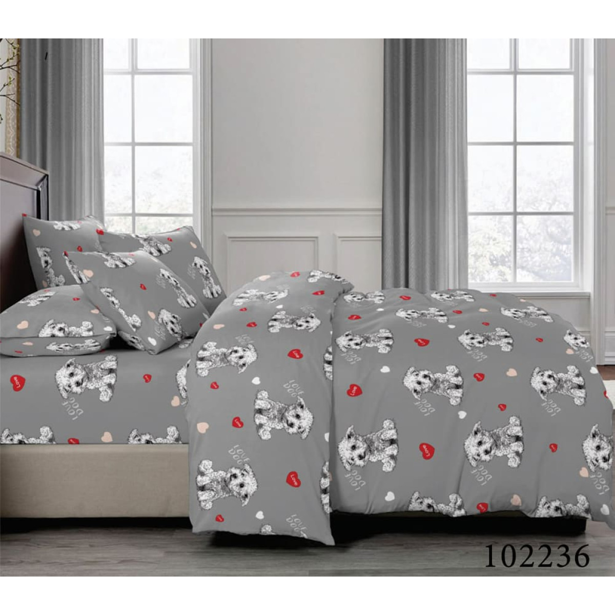 Бязь постільна білизна Песики Grey