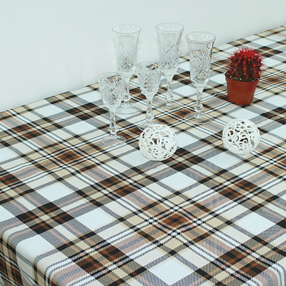 Водовідштовхувальна скатертина Клітка коричнева