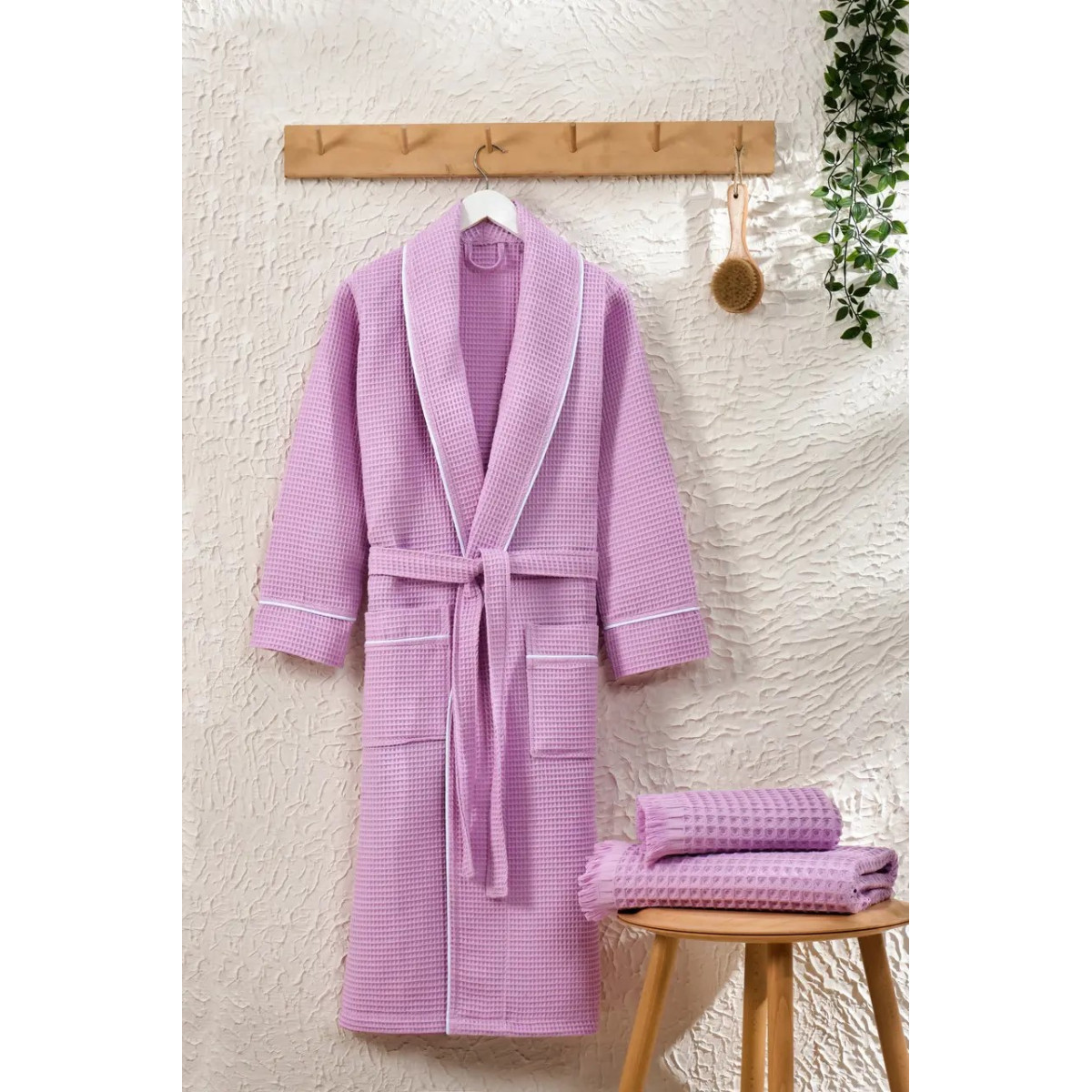 Женский вафельный халат банный Турция Exclusive Lila в Leron - фото