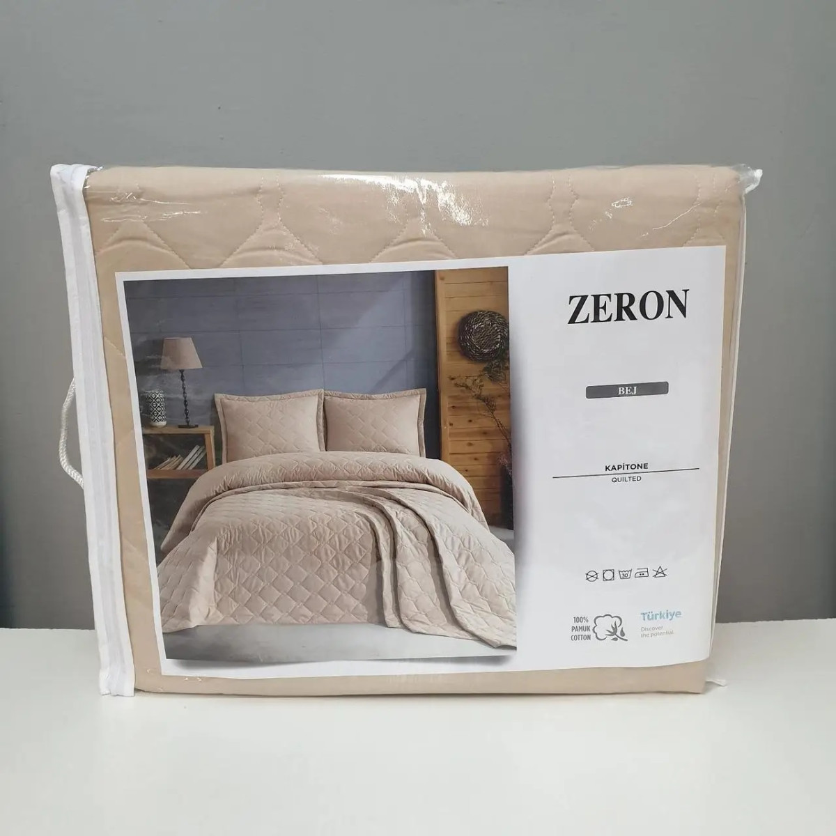 Стьобане покривало бавовна 240x260 Kare Bej на ліжко Туреччина