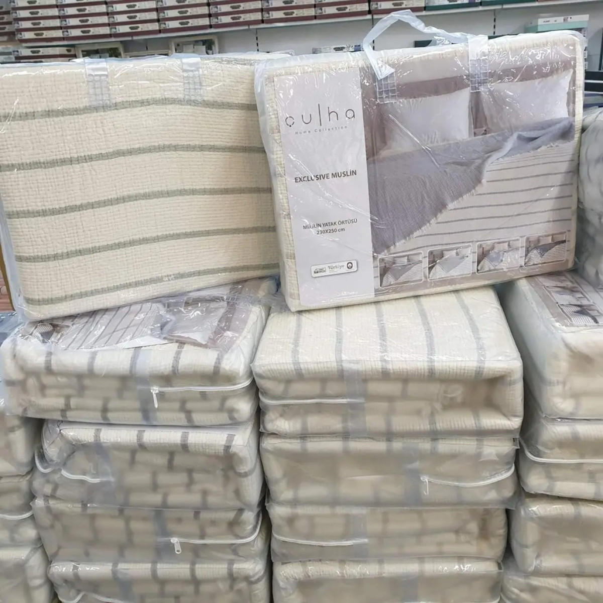 Муслінове покривало євро 230x250 Смужка Антрацит Туреччина