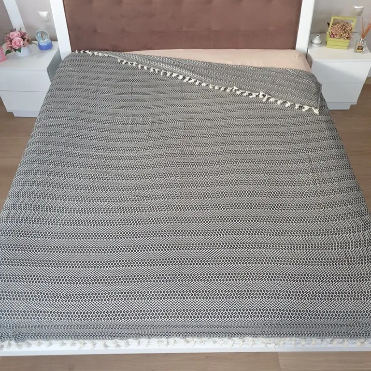 Пике покрывало пештемаль 100% хлопок 200x220 Kare Siyah Турция