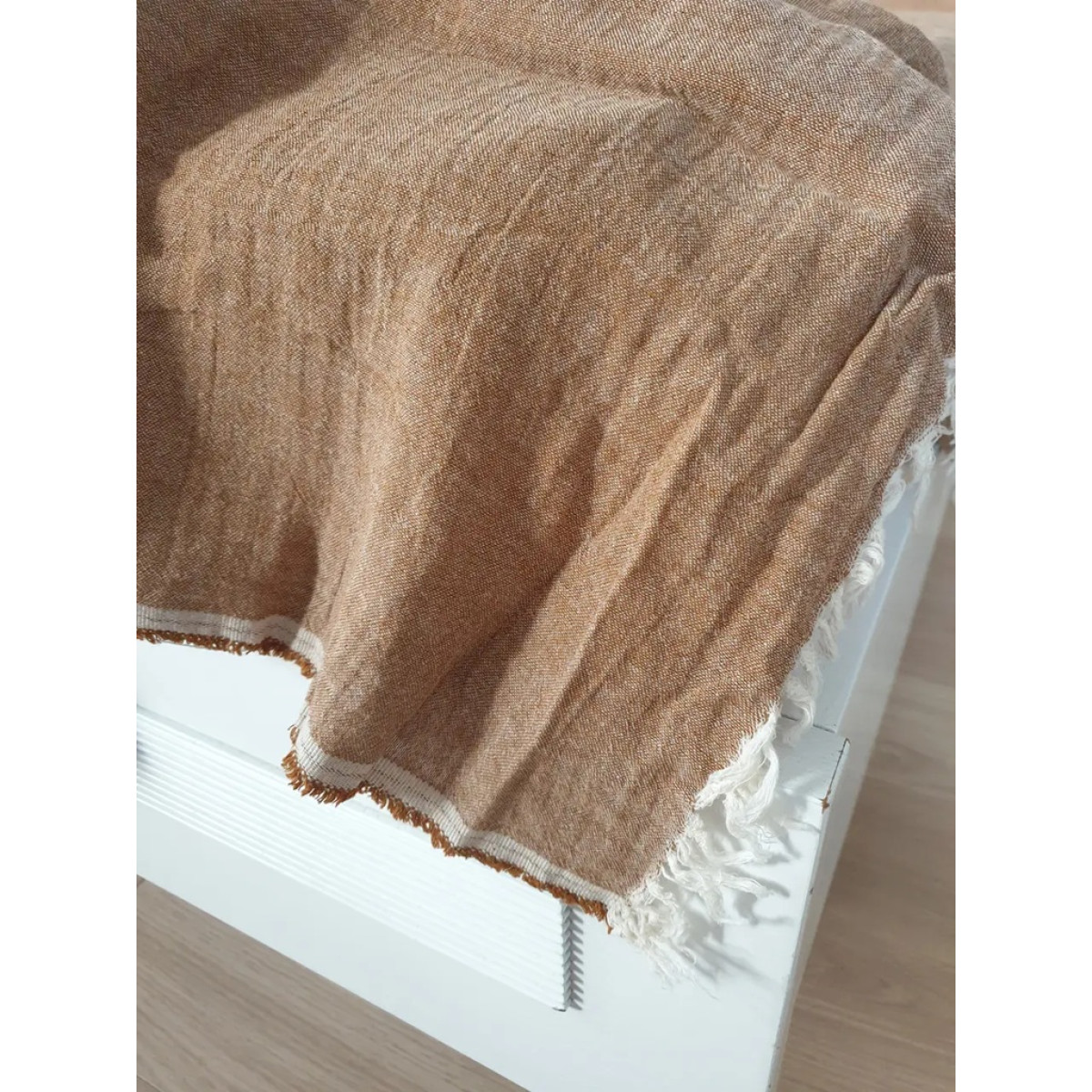 Однотонное покрывало на кровать муслин 240x260 Tone Kahve Турция