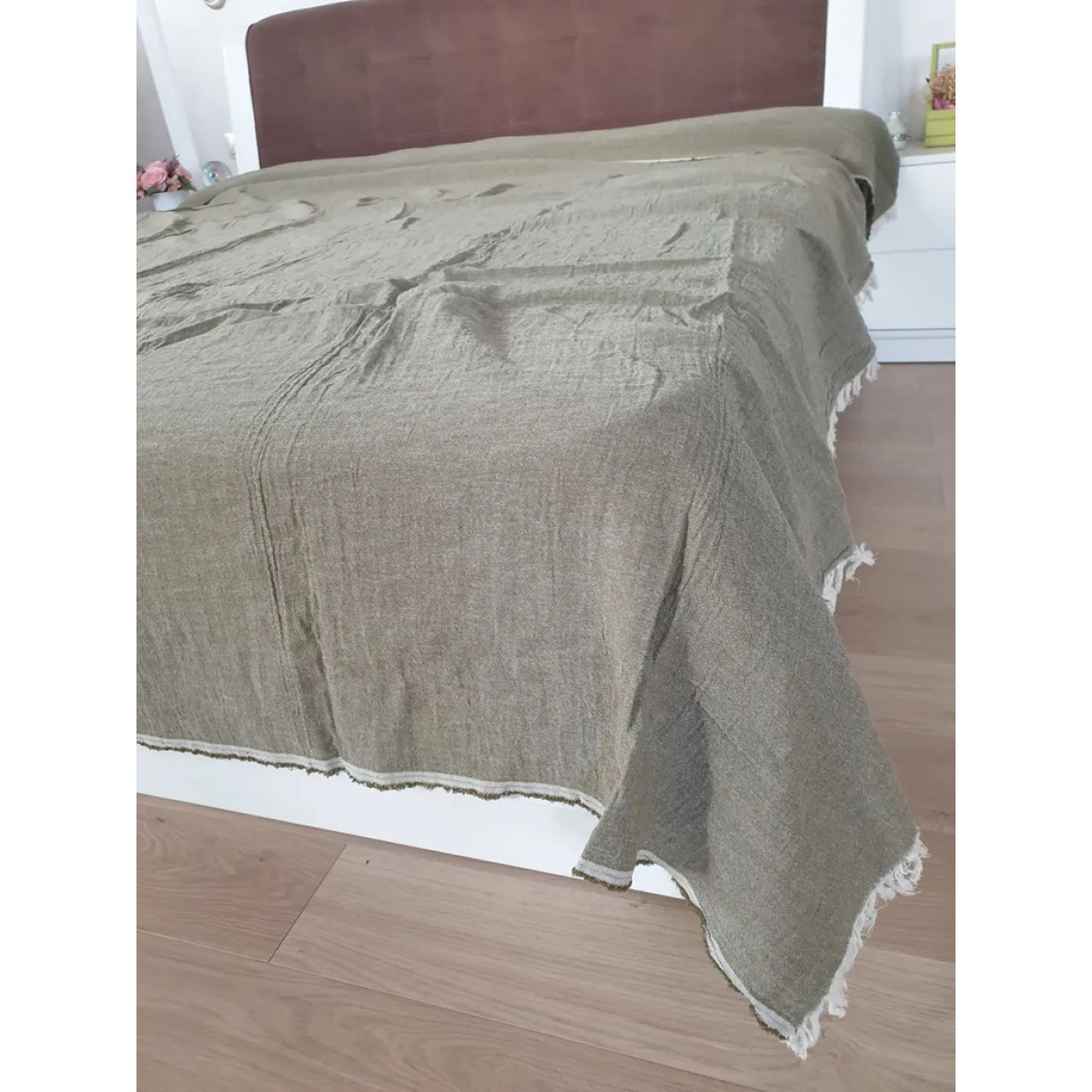 Муслінове покривало на ліжко однотонне 240x260 Tone Haki Туреччина
