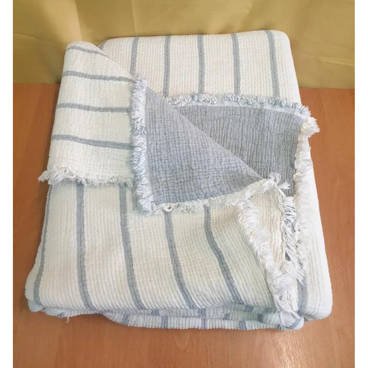 Турецкое покрывало из муслина евро 230x250 Полоска Серая