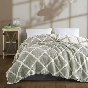 Бавовняне покривало з мусліну євро 230x250 Ромб Olive Туреччина