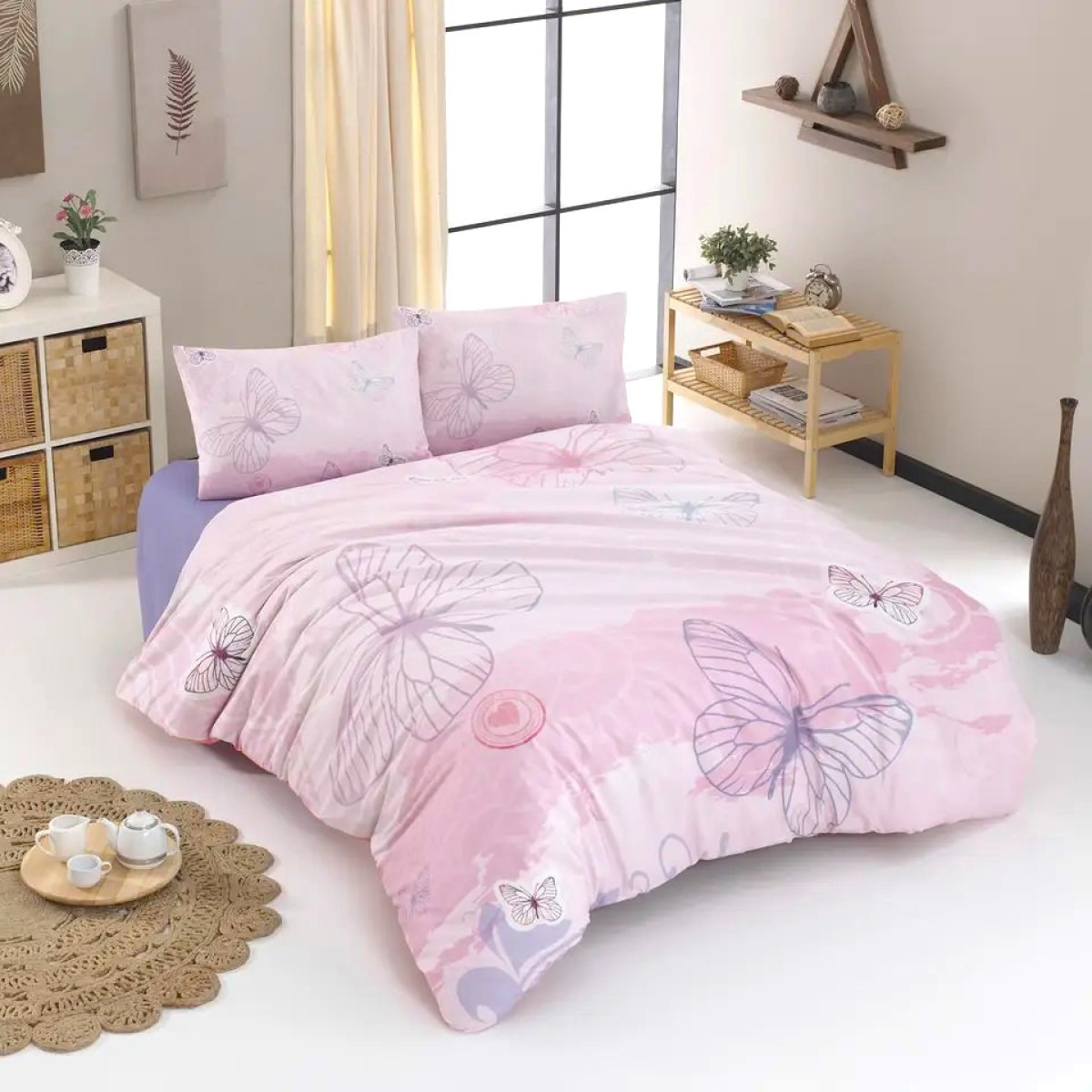 Євро постіль Туреччина ранфорс Kelebek Pink в Leron - фото