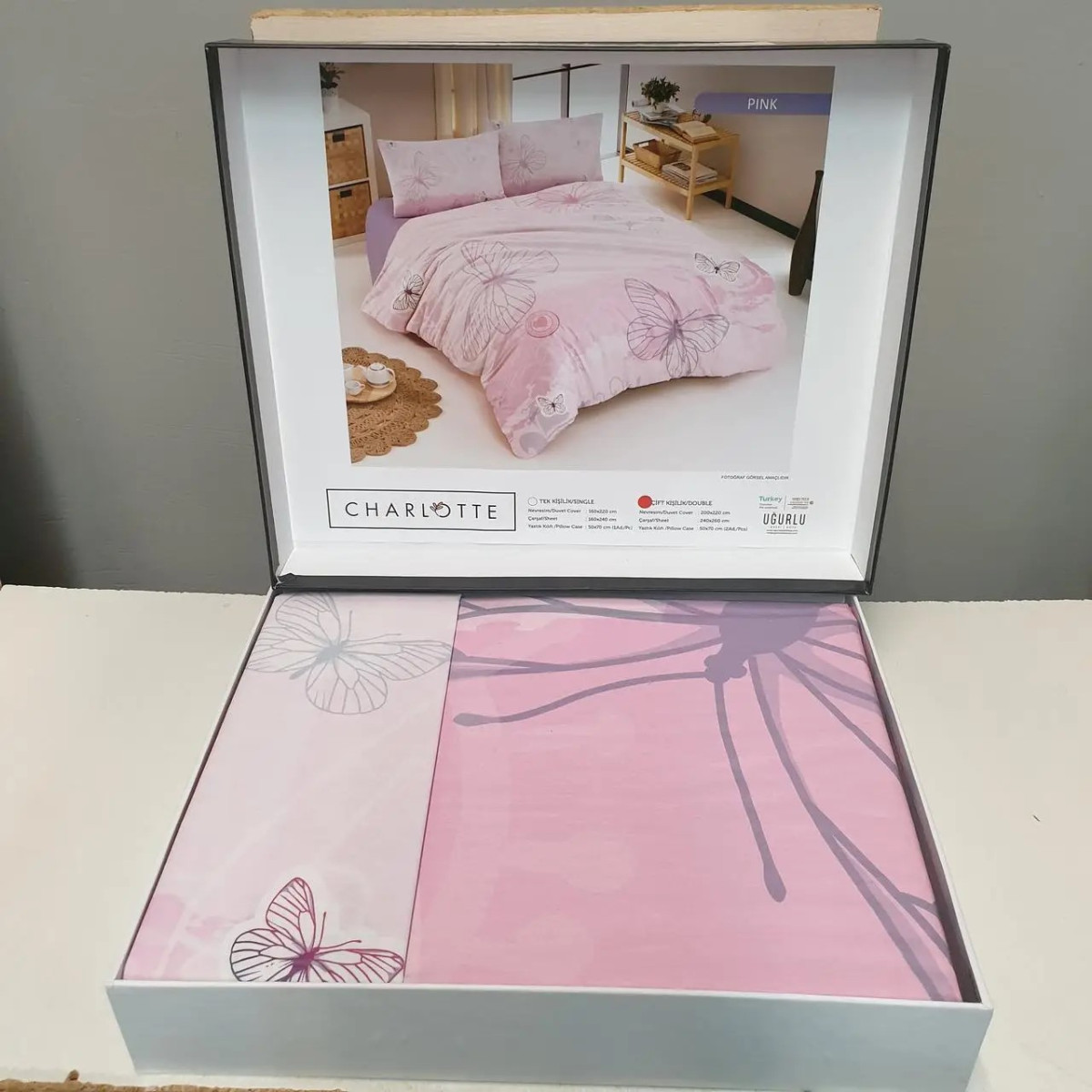 Євро постіль Туреччина ранфорс Kelebek Pink