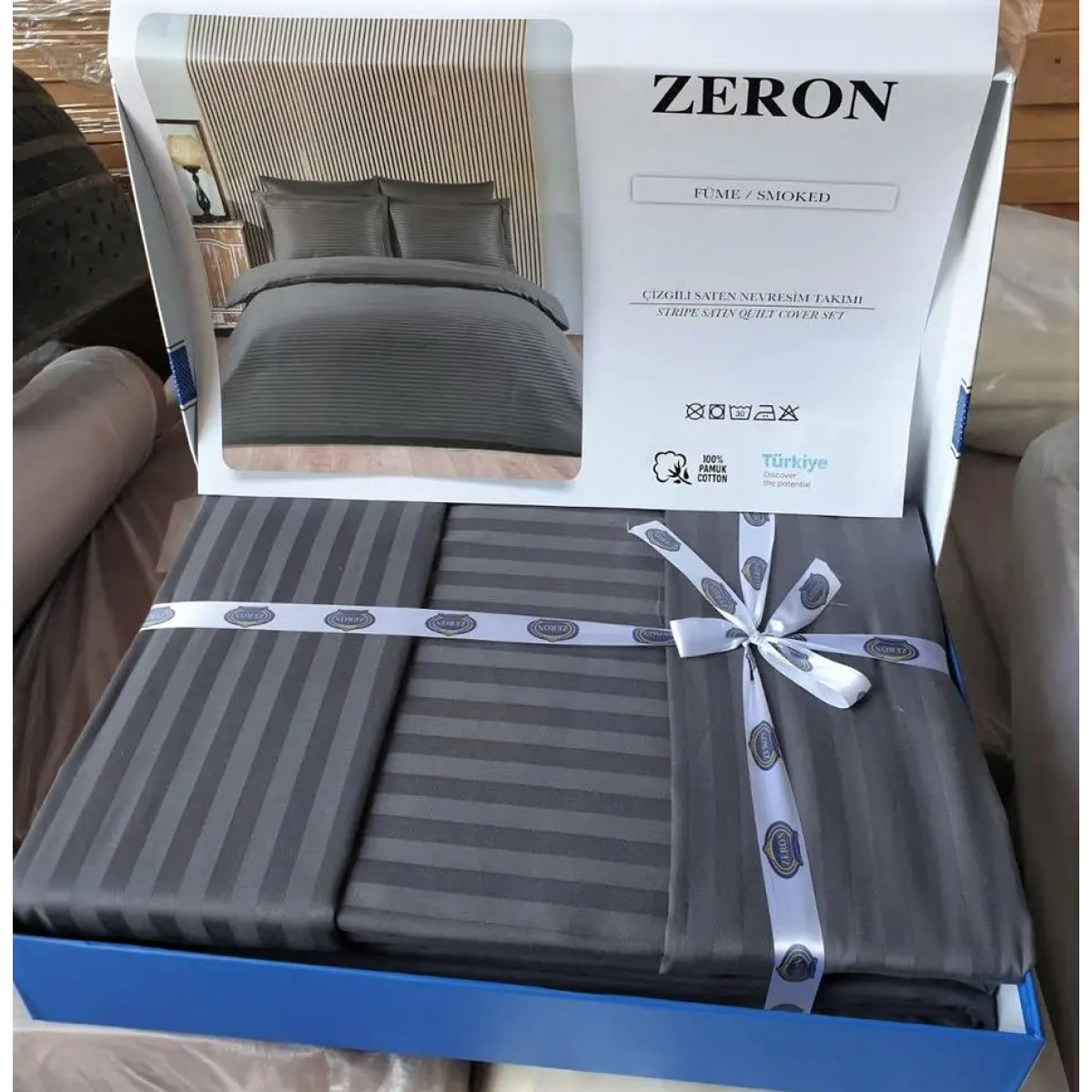 Туреччина постільна білизна страйп сатин Zeron Fume