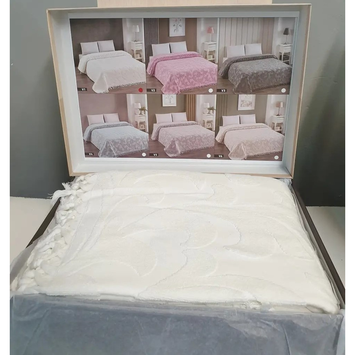 Махрове покривало Туреччина євро 220x240 Exclusive Krem з китицями