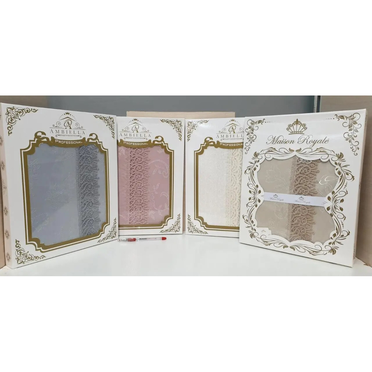 Розовая скатерть на стол Турция 160x300 К.Д.К. Pudra с кружевом