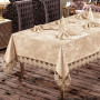 Нарядная скатерть велюровая с салфетками и кружевом 160x220 Emerald Cappucino Турция в Leron - фото 0