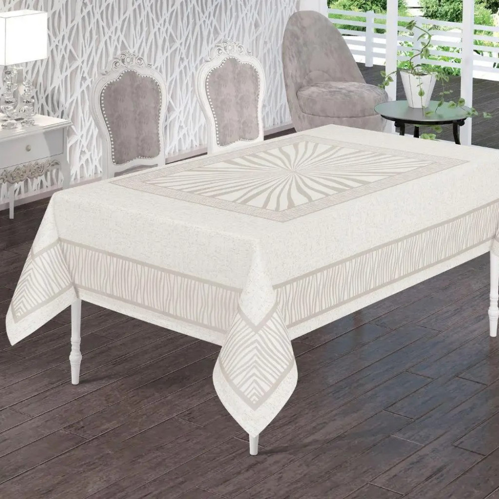 Прямокутна скатертина з тефлоновим покриттям Gunes Crem 160x220 Туреччина
