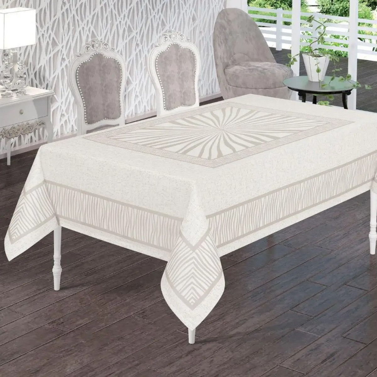 Прямокутна скатертина з тефлоновим покриттям Gunes Crem 160x220 Туреччина в Leron - фото