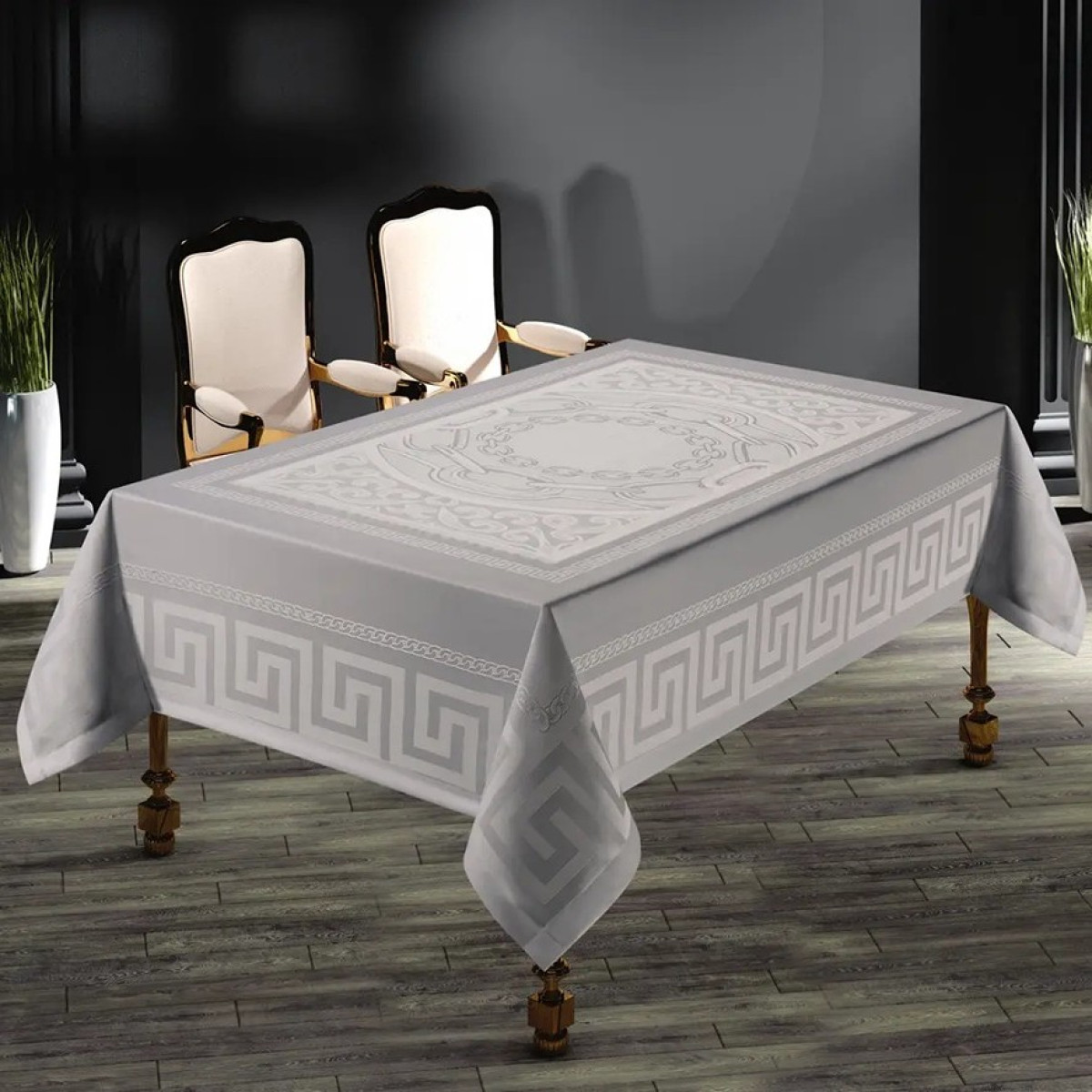Скатертина з тефлоновим покриттям 160x220 Pattern Сіра Туреччина в Leron - фото