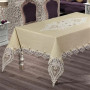 Бежева скатертина з велюру 160x220 Almond Kappuccino з мереживом  в Leron - фото 0