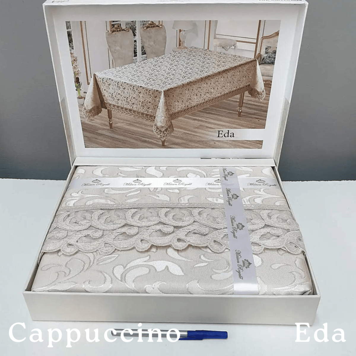 Стильна скатертина на стіл бежева Eda Cappuccino