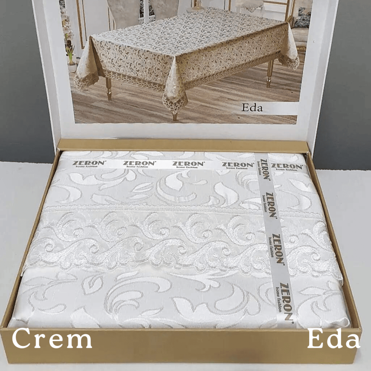 Кремова скатертина на стіл поліестер Eda Crem