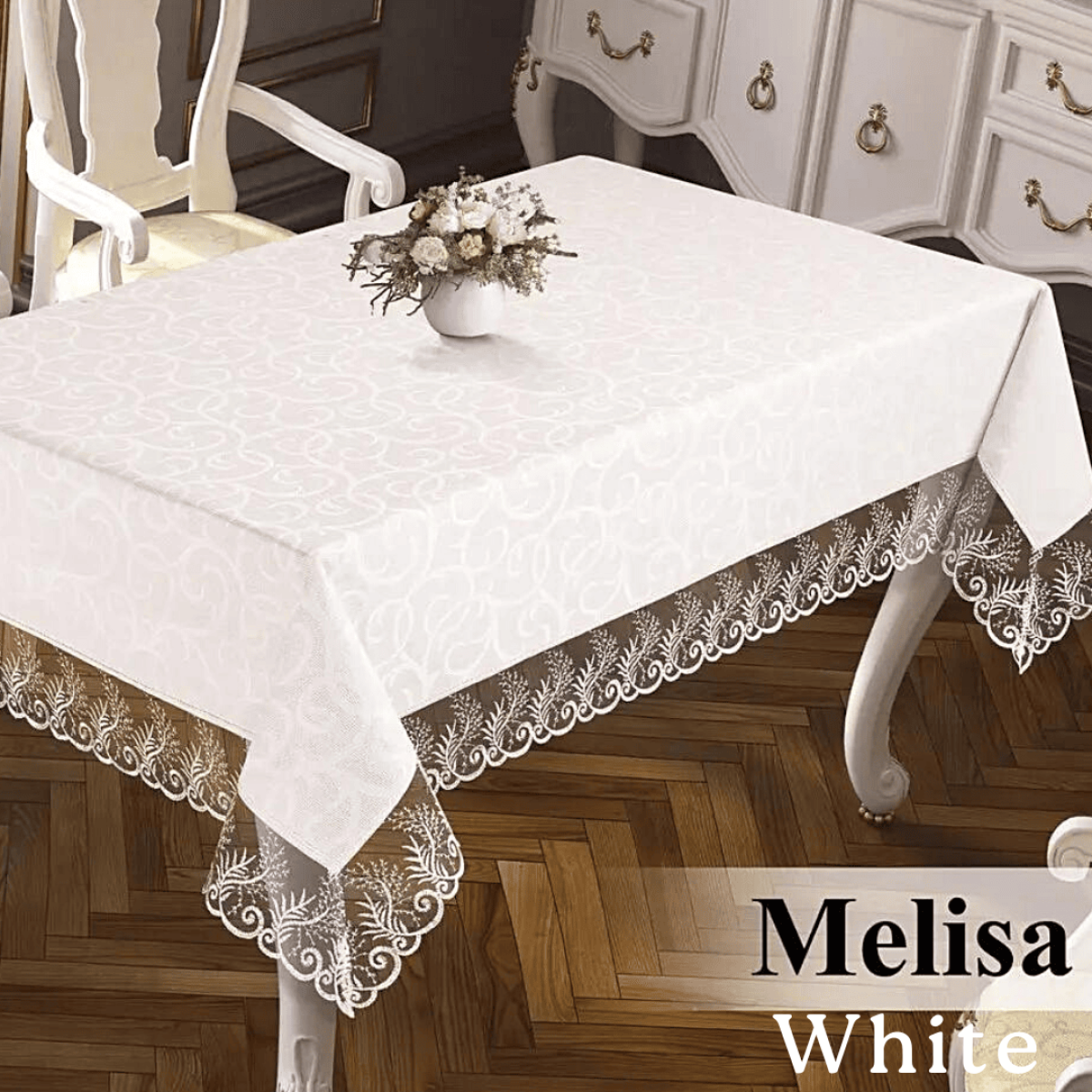 Біла скатертина на стіл Туреччина Melisa White в Leron - фото