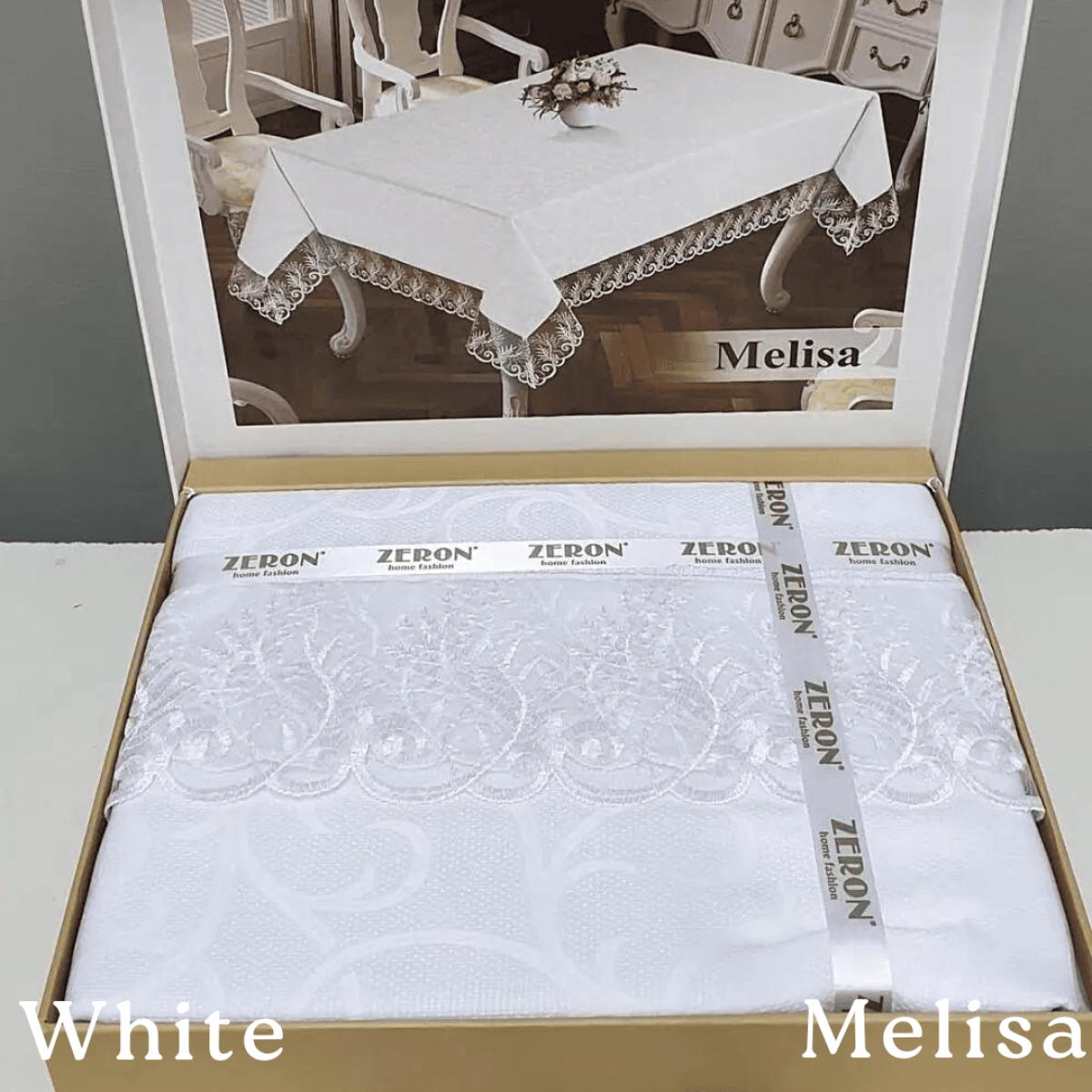 Біла скатертина на стіл Туреччина Melisa White