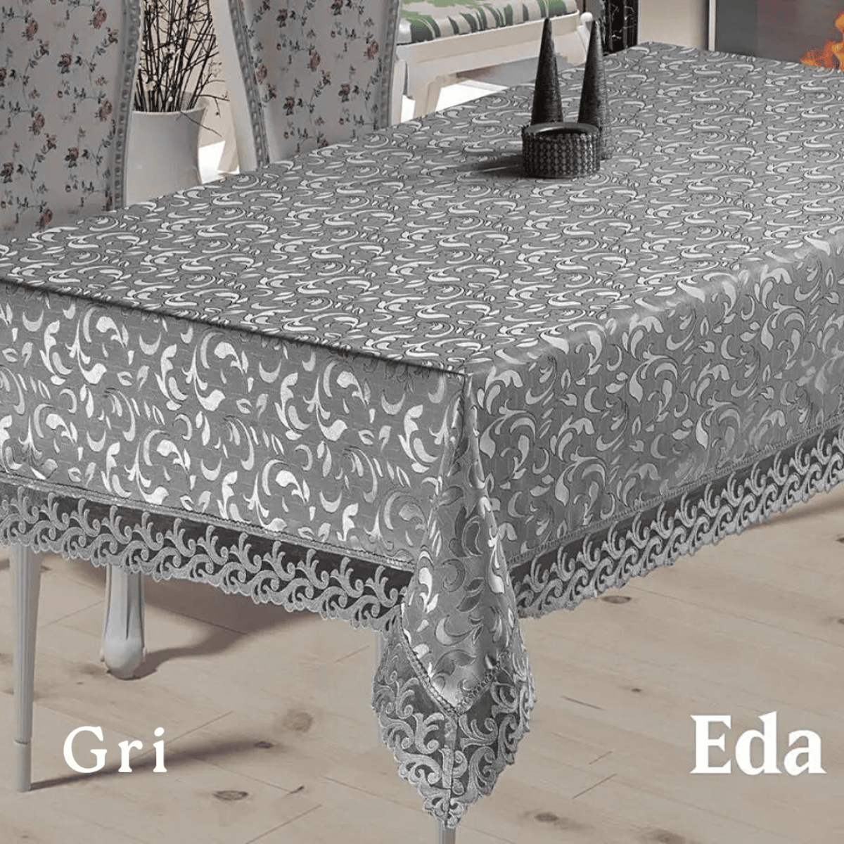 Серая скатерть на обеденный стол Eda Cri в Leron - фото