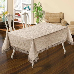 Скатерть жаккард с кружевом Etamin Cappucino 160x220 Турция