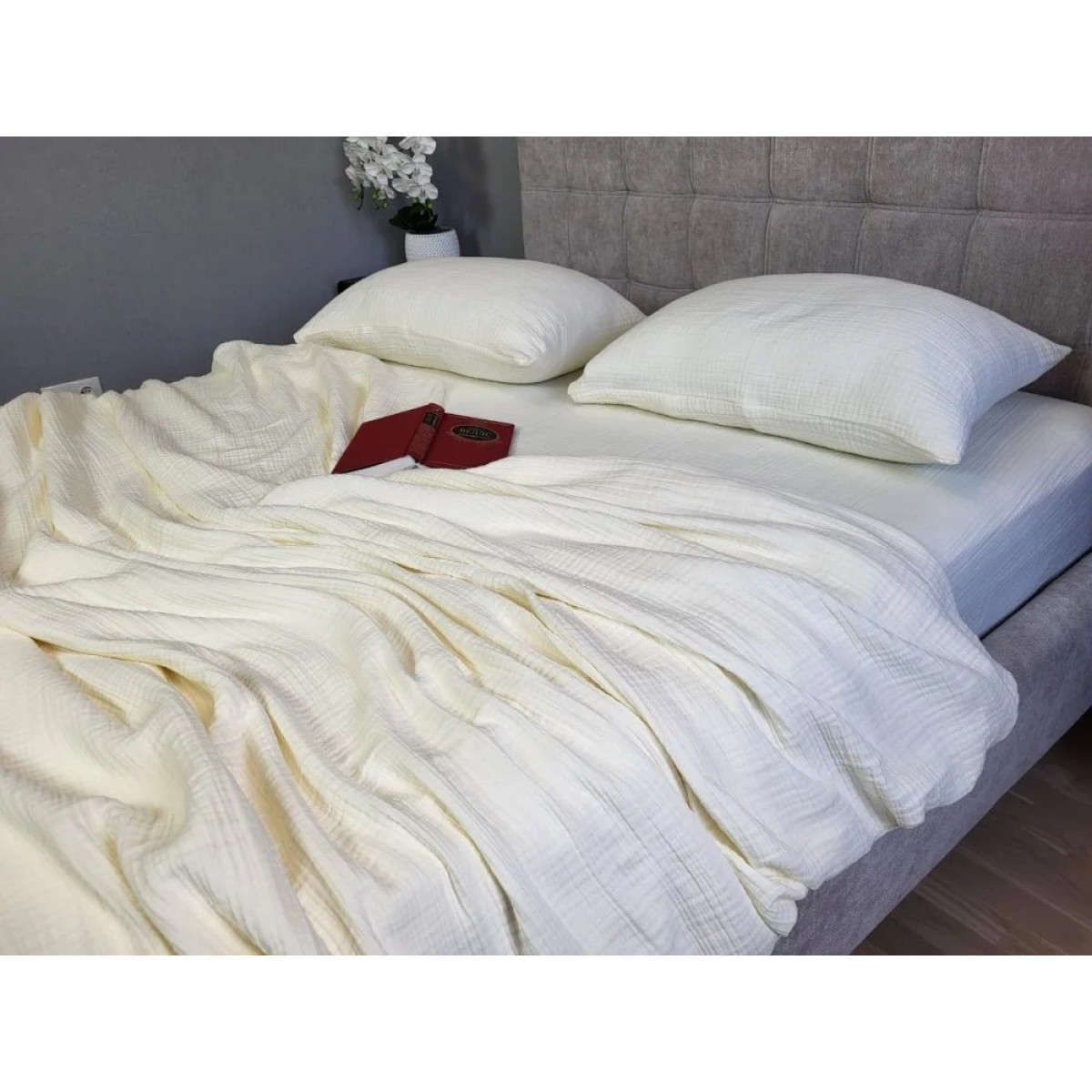 Легкое покрывало муслин на кровать Lemon Cream