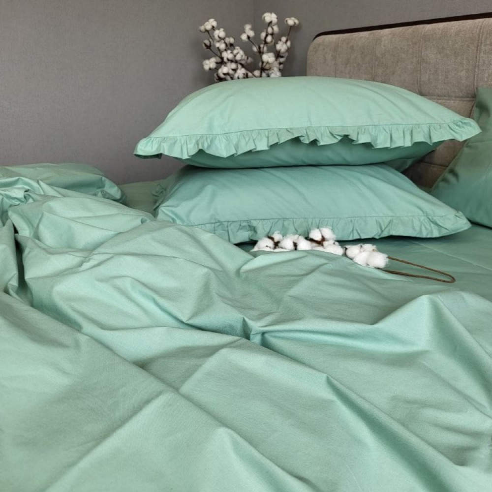 Постель хлопок 100% Turkish Cotton Мята Solo № S200 с рюшами
