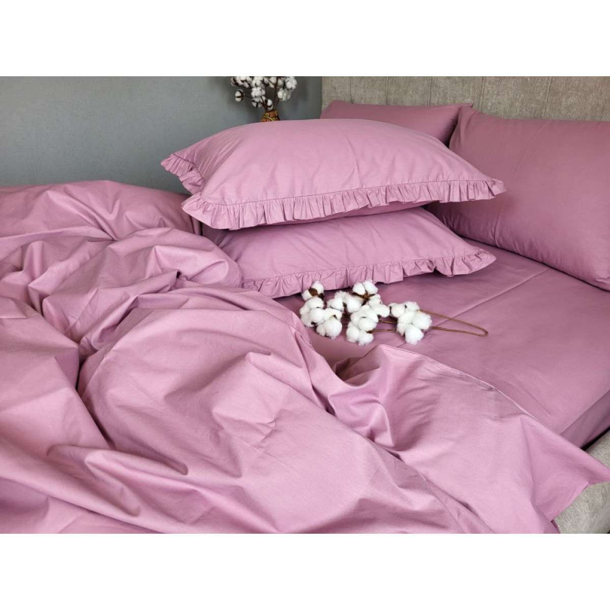Постельное белье из органического хлопка Turkish Cotton Rose Solo № S165 с рюшами