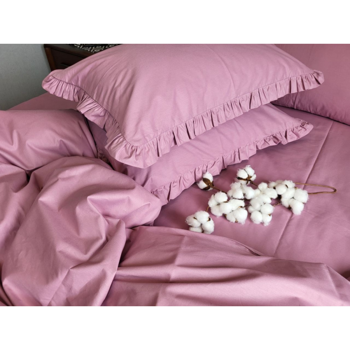 Постельное белье из органического хлопка Turkish Cotton Rose Solo № S165 с рюшами