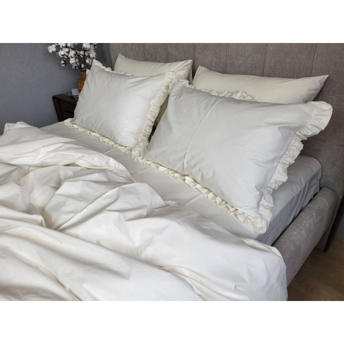Бавовняна постільна білизна Turkish Cotton Milk Solo з рюшами