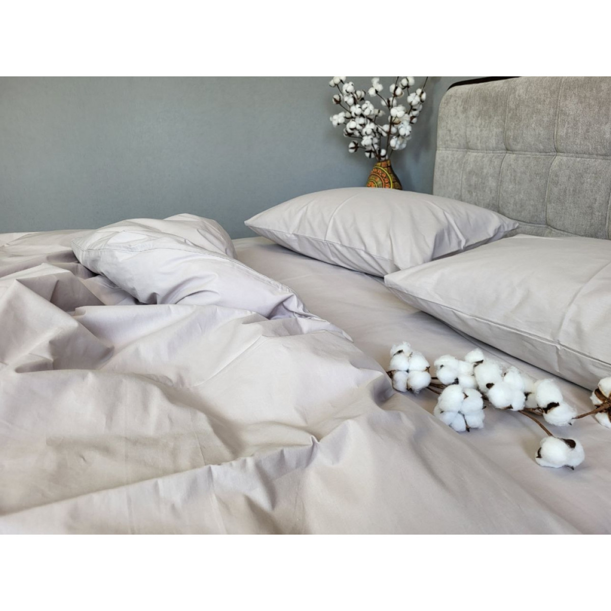 Комплект постельного белья из хлопка Grey Solo № S146 Turkish Cotton