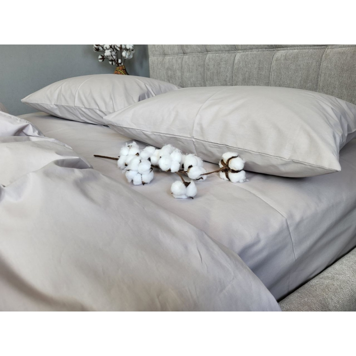 Комплект постельного белья из хлопка Grey Solo № S146 Turkish Cotton