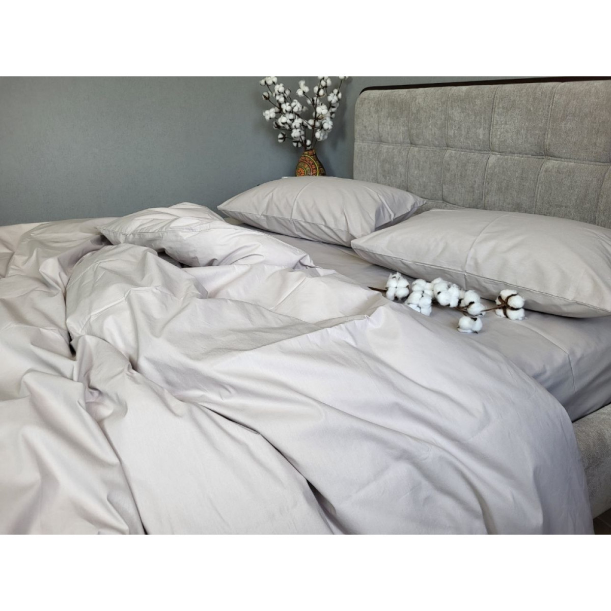 Комплект постельного белья из хлопка Grey Solo № S146 Turkish Cotton