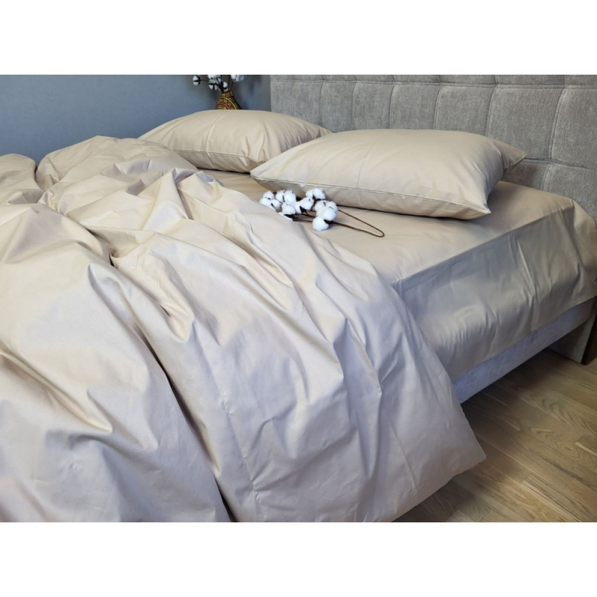 Турецька бавовна постільна білизна Bej Solo № S111 Turkish Cotton